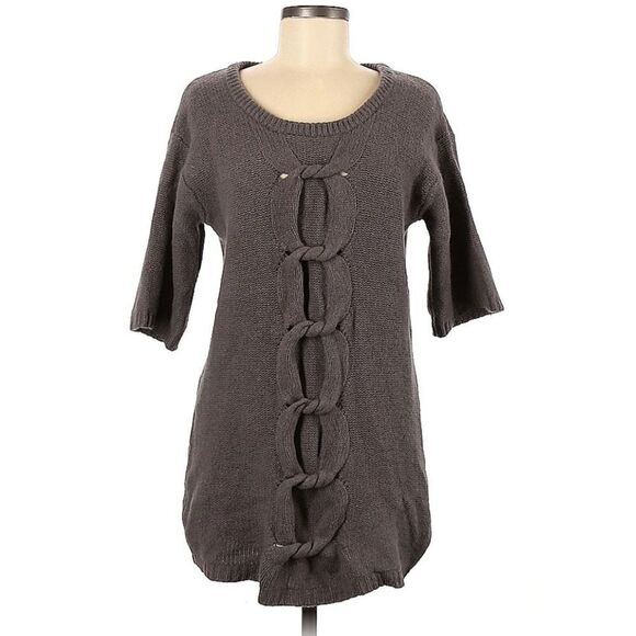 Samsoe Samsoe Brown Cable Knit Design Lamb Wool Angora Tunic Sweater Size Small - Picture 6 of 6